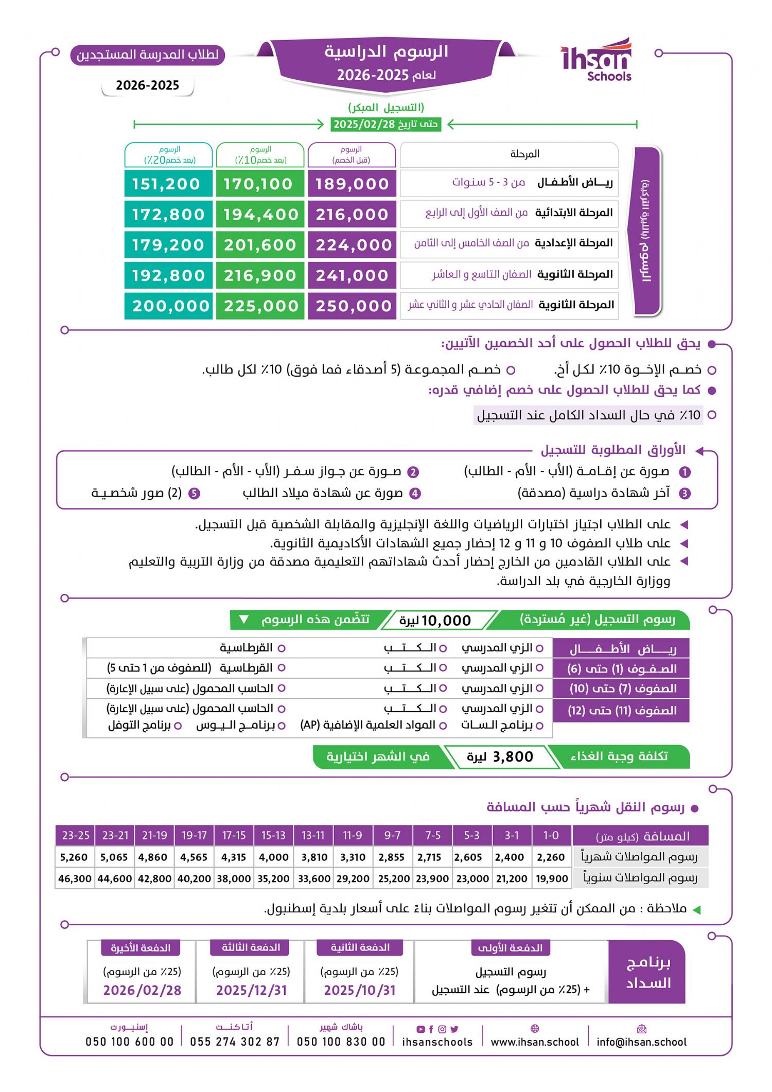 الرسوم المدرسية لعام 2025/2026